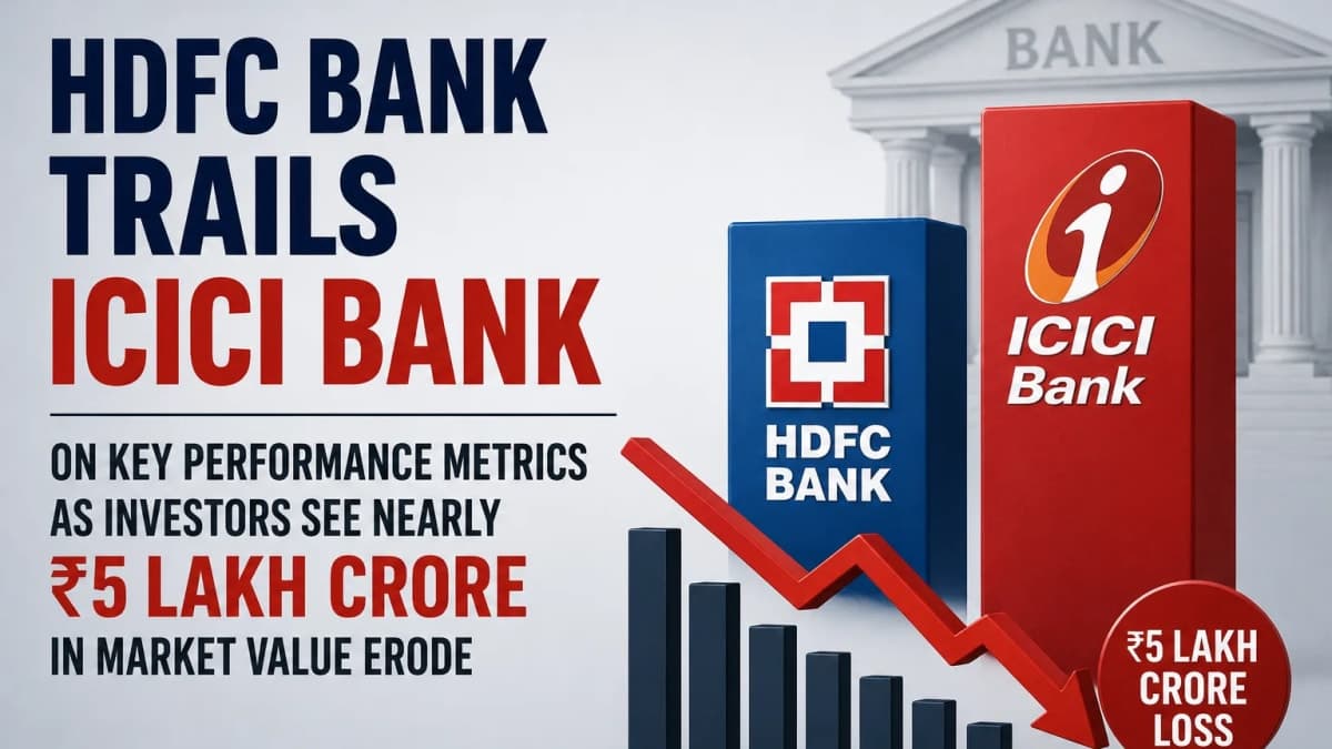 HDFC Bank Trails ICICI Bank on Key Performance Metrics as Investors See Nearly ₹5 Lakh Crore in Market Value Erode.