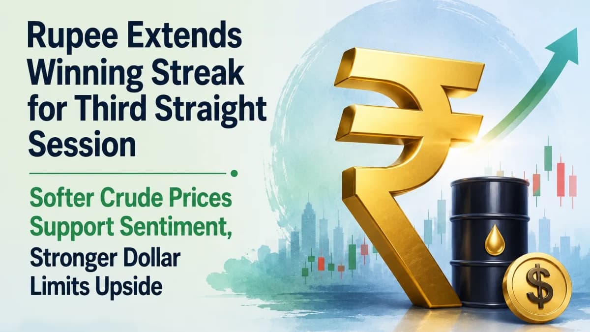 Rupee Extends Winning Streak for Third Straight Session as Softer Crude Prices Support Sentiment, Stronger Dollar Limits Upside