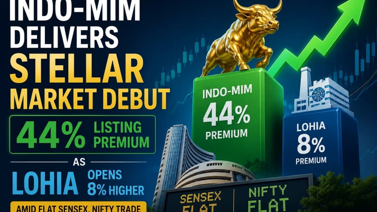 Indo-MIM Delivers Stellar Market Debut With 44% Listing Premium as Lohia Opens 8% Higher Amid Flat Sensex, Nifty Trade
